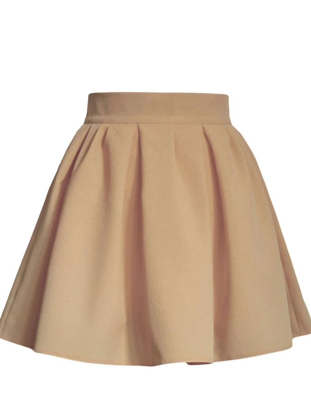 Beige Pleated A-Line Skirt